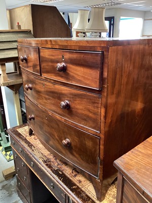 Lot 1270 - 19th century mahogany bowfront chest of two short and two long drawers, 83.5cm wide, 49cm deep, 76cm high