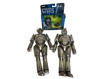 Lot 1814 - Two BBC Dr Who 12" Cybermen action figures & Corgi Tardis & K-9, 12" Mr T action figure & other items (one box)