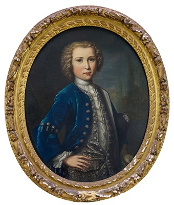 Lot 931 - René Auguste Constantyn (c.1685- c.1726) oil on canvas, portrait of a young gentleman, named verso as Elias Le Hardy (b. 1717)