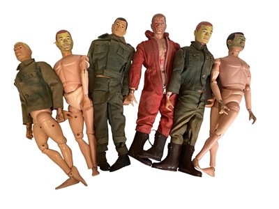 Lot 1815 - Palitoy Action Man painted head (some painted camouflage faces) (x6) & eagle eye action figures (x6) (loose heads) (12 total)