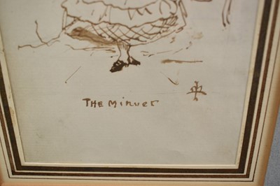 Lot 946 - Sir John Everett Millais (1829-1896) pen and ink sketch - 'The Minuet', monogrammed and titled, 17.5cm x 11cm, in glazed gilt frame