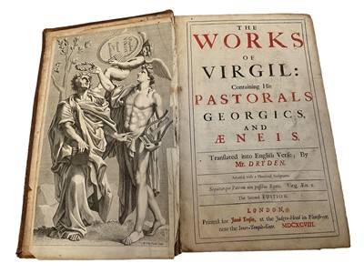 Lot 1716 - The Works of Virgil translated by Dryden, second edition, published 1698, 'Adorn'd with a Hundred Sculptures'