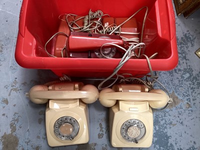 Lot 699 - Two vintage cream dial telephones, trim phone & two others (5)