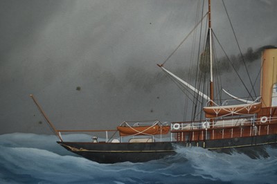 Lot 1070 - Luca Papaluca (Italian, 1890-1934), gouache of R.Y.S Rosabelle, which entered service in the First World War in 1915