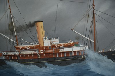 Lot 1070 - Luca Papaluca (Italian, 1890-1934), gouache of R.Y.S Rosabelle, which entered service in the First World War in 1915
