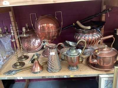 Lot 656 - Old brass samovar , copper jardinere and old metalware