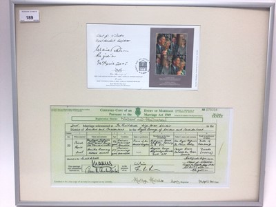 Lot 189 - The Wedding of T.R.H.The Prince of Wales and Camilla Duchess of Cornwall scarce certified copy of their Wedding certificate
