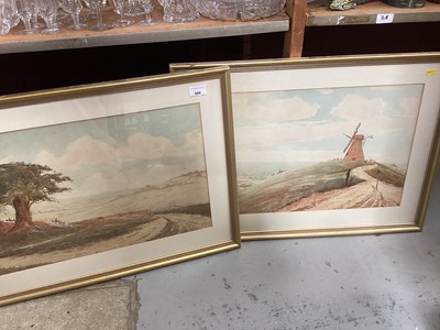 Lot 660 - E.Earp. Pair Watercolours , rural views and oil on board Suffolk landscape (3)