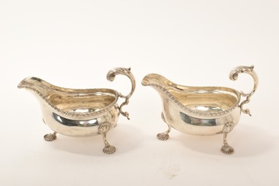 Lot 405 - Pair of Edwardian silver sauceboats, H. Lambert 1905