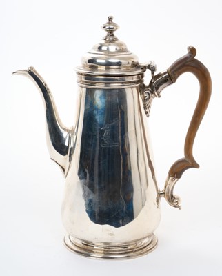 Lot 313 - George II silver coffee pot, possibly by John Le Sage, London 1737