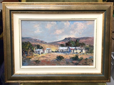 Lot 317 - Anton Benzon (South African. b 1944) oil on board- Cape Cottages, signed and framed