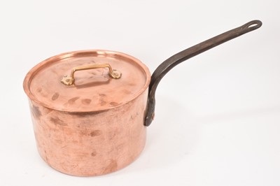 Lot 764 - Substantial Victorian copper lidded saucepan