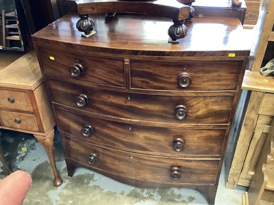 Lot 1314 - 19th century mahogany bowfront chest of two short and three long graduated drawers, 98cm wide, 53cm deep, 102cm high