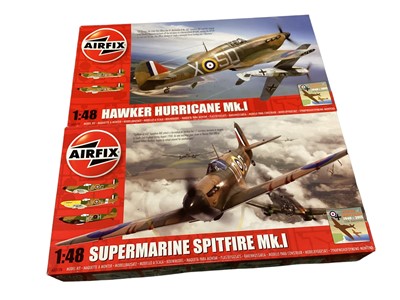 Lot Airfix 1:48 Scale Supermarine Spitfire Mk.1 No.A05126 & Hawker Hurricane Mk.1 No. A05127A, boxed (2)