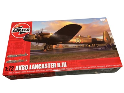 Lot Airfix 1:72 Scale Avro Lancaster B.111 Bomber No.A08013A, Revell Scale 1:72 Avro Lancatser Mk.1/111 No.4300 & Sword Hawker Hurricane Mk.1 No.SW72012, all boxed (3)