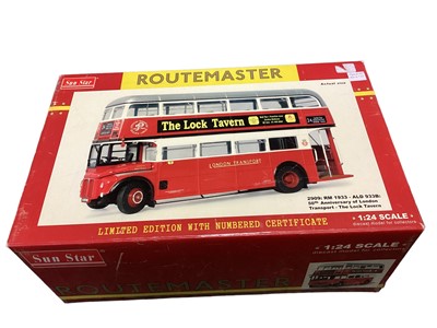 Lot Sun Star 1:24 Scale diecast Limited Edition London Transport Routemaster 50th Anniversary of London Transport - The Lock Tavern Double Decker Bus, boxed (1)