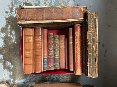 Lot 111 - Group of antiquarian and other books, including two leather bound volumes of Arthur Bryant in slip cases