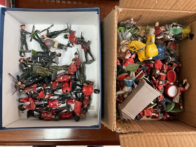 Lot 637 - Two boxes of lead and other soldiers, including Britains