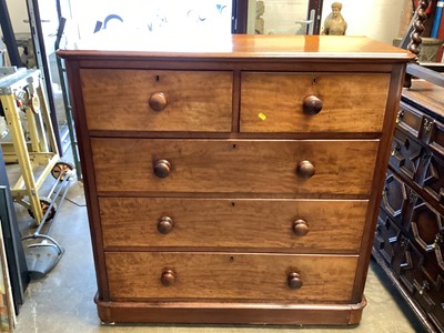 Lot 1321 - Victorian mahogany chest of two short and three long graduated drawers, 113cm wide, 50cm deep, 113cm high