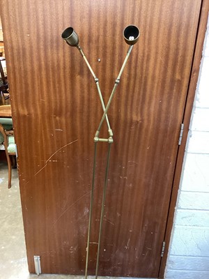 Lot 1323 - Brass two branch adjustable standard lamp, together with a stylish wall mirror (2)