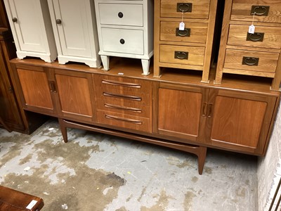 Lot 1326 - 1970's G-Plan teak sideboard with four central drawers flanked by cupboards, 213cm wide, 46cm deep, 80cm high