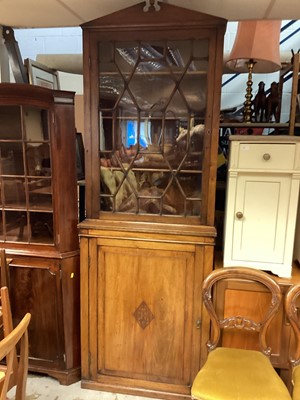 Lot 1328 - 19th century mahogany two height bookcase with astragal glazed door above, panelled door below enclosing adjustable shelves, 79cm wide, 34.5cm deep, 225cm high