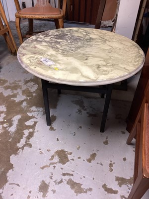 Lot 1331 - Marble coffee table with circular top on metal base, 75cm diameter, 51cm high