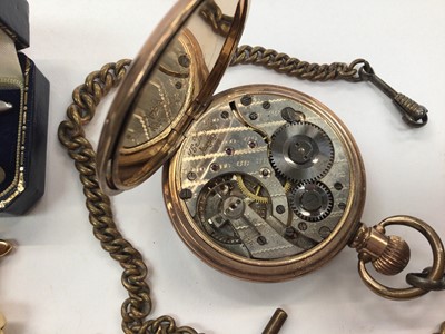 Lot 1078 - 9ct gold St. Christopher pendant, two pairs of silver cufflinks, other cufflinks and a gold plated pocket watch