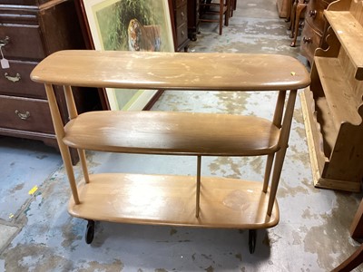 Lot 1340 - Ercol elm three tier trolley, 91cm wide, 31.5cm deep, 75cm high