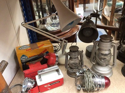 Lot 351 - Vintage anglepoise table lamp, Gremlin lantern, other lanterns, torches etc