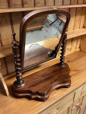 Lot 1346 - Victorian mahogany framed toilet mirror with spiral twist supports