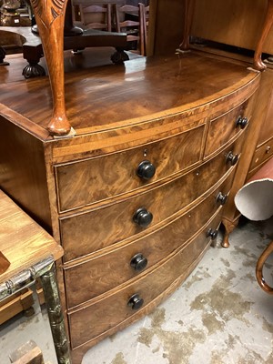 Lot 1348 - 19th century mahogany bowfront chest with crossbanded decoration, two short and three long graduated drawers below, 113cm wide, 53cm deep, 108cm high