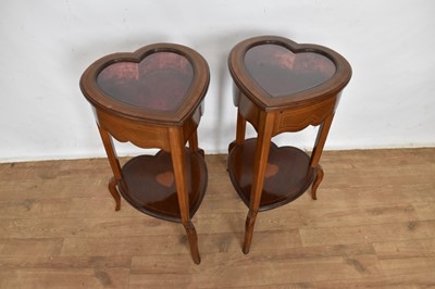 Lot 1121 - Rare pair of early 20th century mahogany and satinwood line inlaid bijouterie tables