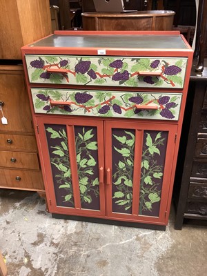 Lot 1350 - Painted tallboy with two drawers and cupboards below, 84cm wide, 47cm deep