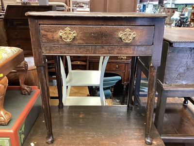 Lot 1351 - Antique oak side table with single drawer on turned legs, 60cm wide, 41cm deep, 66.5cm high