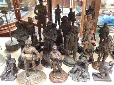 Lot 352 - Collection of bronzed resin military figures