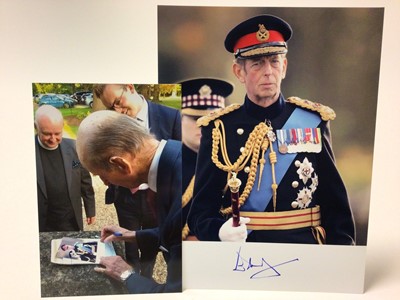 Lot 173 - HRH The Duke of Kent signed photograph with photo of him signing it