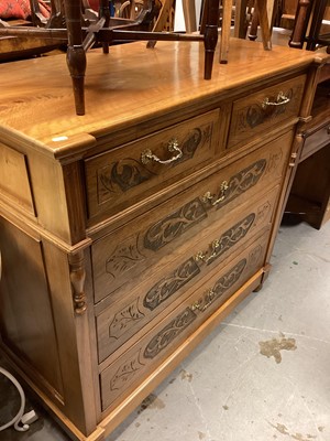 Lot 1353 - Good quality antique style walnut chest of two short and three long drawers, 110cm wide, 54.5cm deep, 105cm high