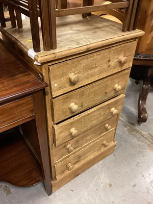 Lot 1356 - Old pine narrow chest of five drawers, 53cm wide, 43cm deep, 86cm high