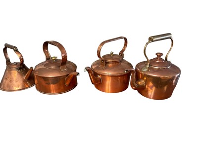 Lot 239 - Four various copper kettles