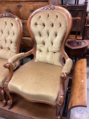 Lot 1361 - Victorian button back elbow chair