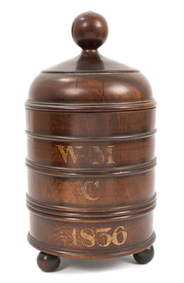 Lot 744 - William IV lignum vitae tea caddy dated 1836