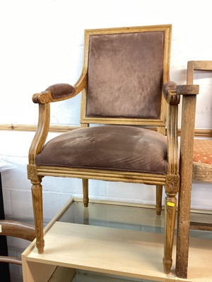 Lot 1386 - Good quality elbow chair with upholstered seat and back on turned front legs