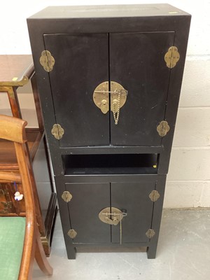 Lot 1389 - Pair of oriental two door cupboards, 44.5cm wide, 32cm deep, 56cm high