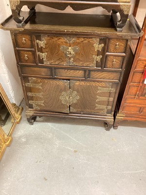 Lot 1392 - Oriental brass mounted cupboard with four drawers and four doors, 71cm wide, 31cm deep, 76cm high