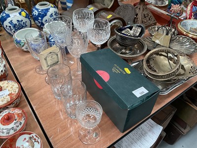 Lot 509 - Pair of Waterford Colleen pattern hock glasses together with a group of Victorian etched glassware.