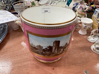 Lot 506 - Victorian Mintons Jardinere with hand painted decoration on pink ground.