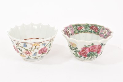 Lot 295 - Two 18th century Chinese porcelain fluted tea bowls