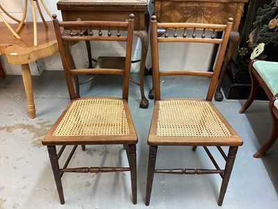 Lot 1398 - Set of four Edwardian bedroom chairs with cane seats