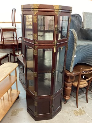 Lot 1400 - Oriental display cabinet with four bevelled glazed doors and cupboards below, 62cm wide, 66cm deep, 169.5cm high